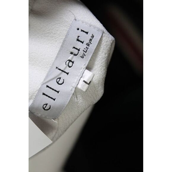 Ellelauri Women's Off The Shoulder Short Sleeves Ruffle Blouse White Size L - Picture 4 of 5